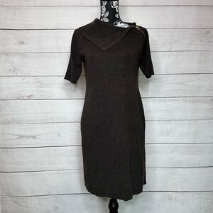 Calvin Klein Brown Zipper Neck Sweater Dress Size M